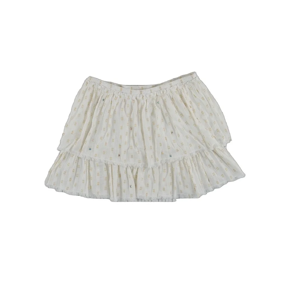 Vineyard Vines Flounce Tiered Skirt Women's‎ Size Large White Gold Metallic Mini